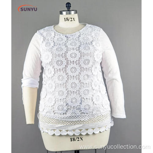 Ladie's lace long sleeve t-shirt lining